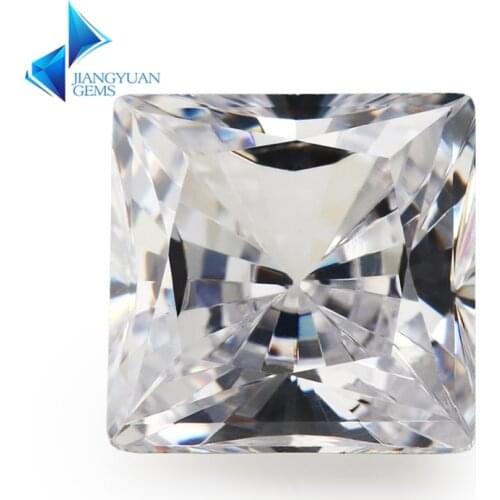 Size 4x4~8x8mm Square Shape Radiant Cut White 5A Loose Cubic Zirconia Stone Synthetic Gems Cubic Zirconia For Jewelry