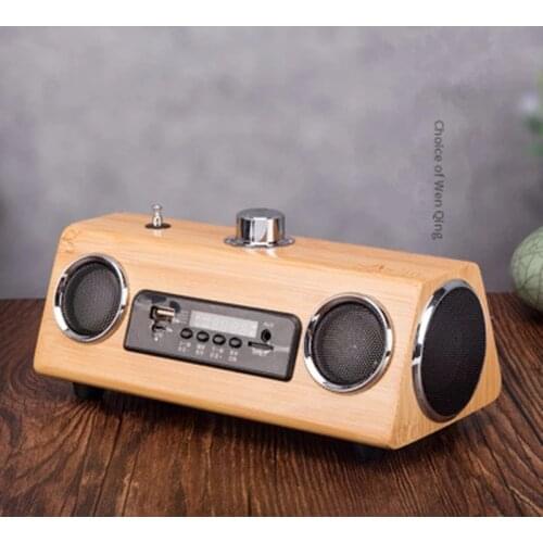 Antenne en bois de bambou rétro haut-parleur Bluetooth radio MP3, haut-parleur intelligent, port de chargement, lecteur USB