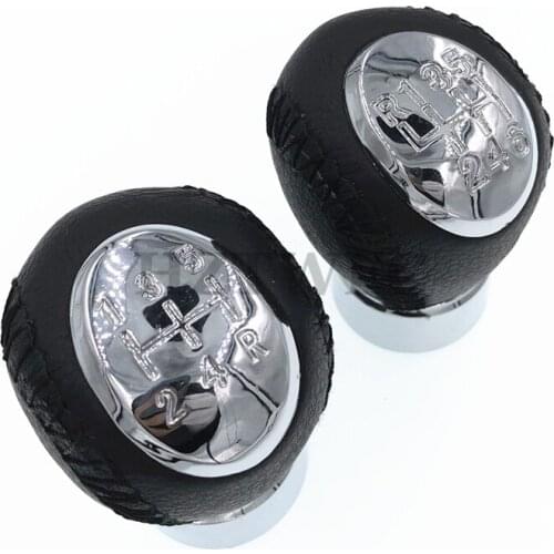 Free Shipping 5 6 Speed Chrome Leather Car Manual Gear Stick Shift Knob For Mazda 3 5 6 323 626 RX-8 Premavy Mpv