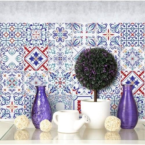 Packaging 24 tile stickers size 15x15 cm - Made in Italy PVC for bathroom and kitchen stickers Design - Santiago