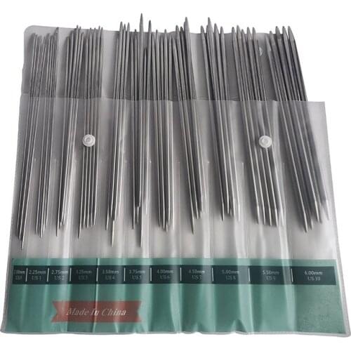 11Sets 55pcs Stainless Steel Double Point Knitting Gloves Needles Crochet Knit Hook tool set for Sweater Gloves Needlework