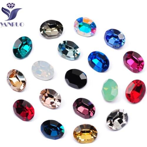 YANRUO 4128 Oval Fancy Stones Setting Sew On Rhinestones With Claw Strass K9 Pointed Back DIY Crystals For Decoration