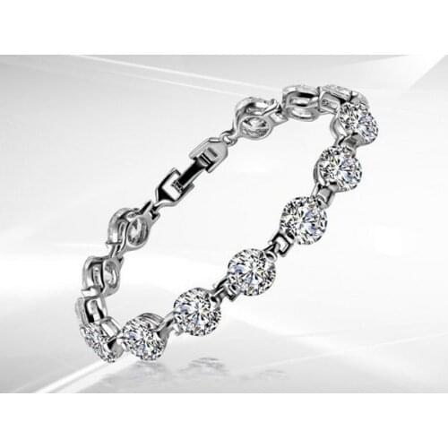 1CT Round Cut Brilliant VVS1 Diamond Bracelet for Women 925 Sterling Silver Platinum Plated Engagement Bridal Jewelry