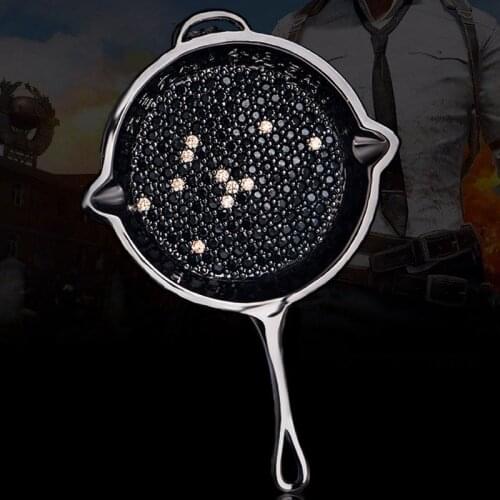 Zlxgirl 2020 new year carton jet color pan shape punk brooches best vintage Christmas gifts womens crystal Scarf pin pendant