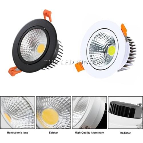 1X Round Recessed Dimmable LED Downlights 7W9W12W COB LED Ceiling Lamp AC85-265V Warm/Cold White LED Spot Lights Indoor Lighting