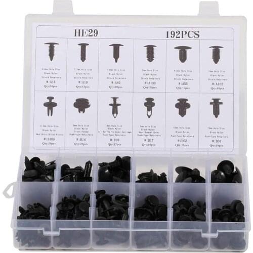192pcs 12 size Plastic Car Retainers Trim Push Fasteners Set Fasterner Clips Car Styling Push Pin Rivets for Subaru Jaguar Jeep