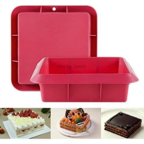 DHL 50pcs Food Grade Silicone Square Shape Non Stick Cake Mould Cookie Baking Molds DIY Decorating Tools 23*23*6.5cm