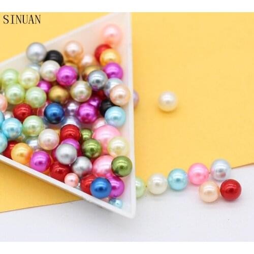 ABS Pearl Round Beads Plastic Non Hole Colourful Beads Accessories 3Mm/4Mm/6Mm/8Mm Pearl Decoration Diy Crafts Accessories