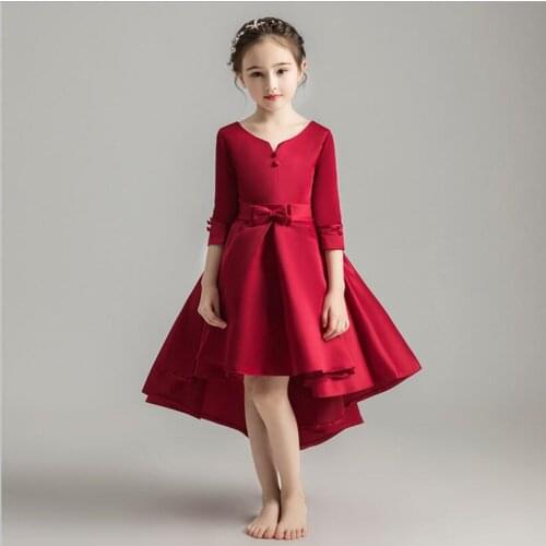 Satin Flower Gil Party Princess Dress Wedding Gown For Girls Costume Bridesmaid Christmas Dress First Communion Vestidos