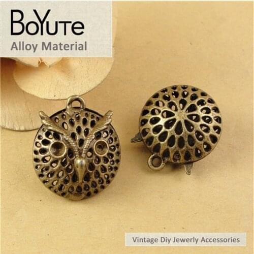 BoYuTe (10 Pieces/Lot) 29*26*17MM Wholesale Owl Accessories Parts Antique Bronze Plated Zinc Alloy Owl Pendants for Jewelry