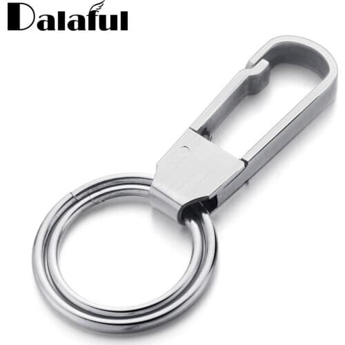 Dalaful High Quality 304 Stainless Steel Keychain Keyring Man Gifts Waist Hanged Metal Key Chains Rings Holder For Car K351