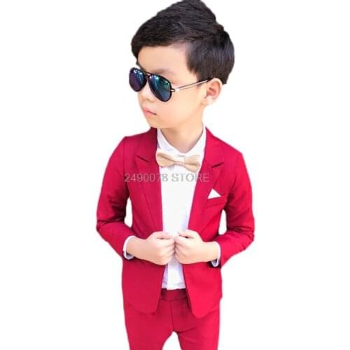 2020 child blazer Jacket +Pants 2Pcs suit School Boys beautiful slim Suit Wedding Birthday Party wear set 2-12 year