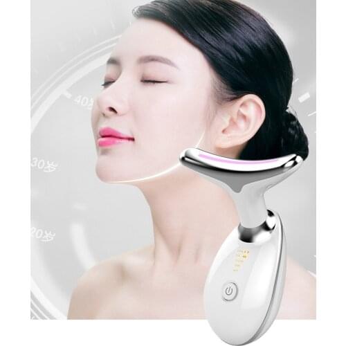 3 Colors LED Photon Therapy Neck Massager Face Lifting Tool Heating Skin Tighten Reduce Double Chin Anti-Wrinkle Remove Device
