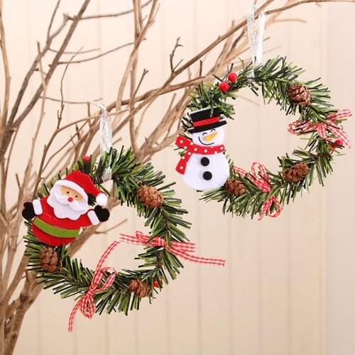 Artificial Vine Christmas Wreath with Lanyard PVC Foliage Garland Hanging Wreath Home Decor