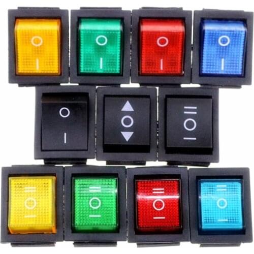 KCD4 On-Off-On 6P / On-Off 4P Latching Rocker Switch 16A 250VAC colour Light