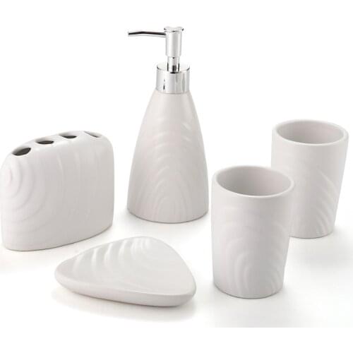 Ceramic Bathroom 5/set of Household Push-type Lotion Bottle/soap Dish/mouthwash Cup/toothbrush Holder/bathroom Accessories