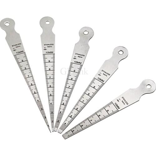 5pcs/set Stainless steel 1-10mm Taper Gauge Aperture Scale Wedge Feeler For Drill Hole Measurement Tools