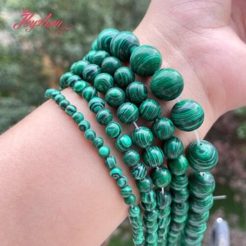 6/8/10mm Round Smooth green Artificial Malachite Stone Beads For DIY Necklace Bracelet Jewelry Making Strand 15" Free Shipping