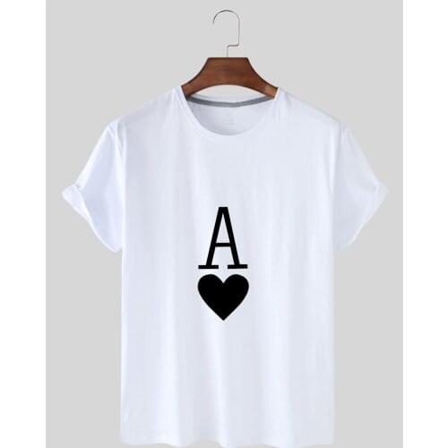 Summer Womens T-Shirt Large Size A Spades Printed Womens Short Sleeve Solid Color T-Shirt Graphics T-Shirt Fine Womens Wear