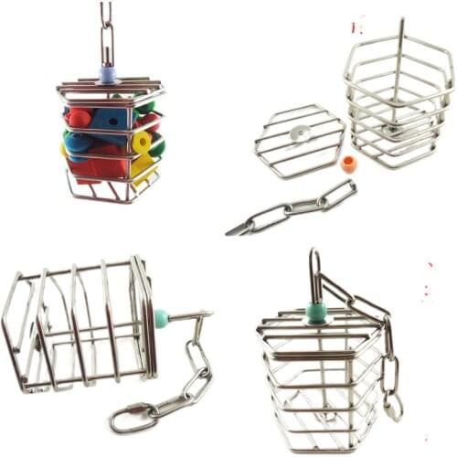 LHXMAS PET TOYS Small pet squirrel parrot foraging toy pet birds toy Stainless steel food cage
