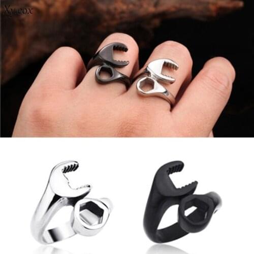 Mens Fashion Stainless Steel Biker Mechanic Wrench Finger Ring Punk US8-13
