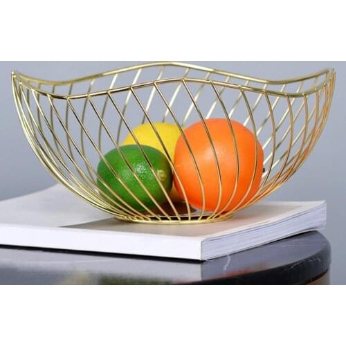 Nordic Fruit Basket Home Tableware Vegetable Drain Plate Iron Craft Storage Bowl Kitchen Utensils Accessories Storage Basket