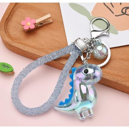 Latest Stereo Acrylic Dinosaur Doll Keychain Creative Cute Animal Charm Key Chains for Girl Lady Car Bag Pendant Jewelry Gift