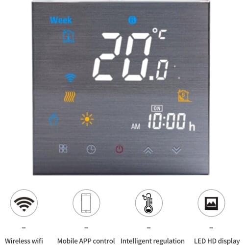 Wired Digital Smart Silver Hairline Thermostat for Water/Electric floor Heating,Water/Gas Boiler with APP Control MKBHT-3000