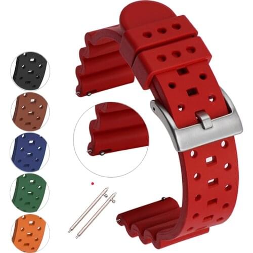 20mm 22mm 24mm Fluorine Rubber Quick Release Strap Women Men Sport Diving Watch Band Bracelet for Samsung Huawei GT 2e Seiko