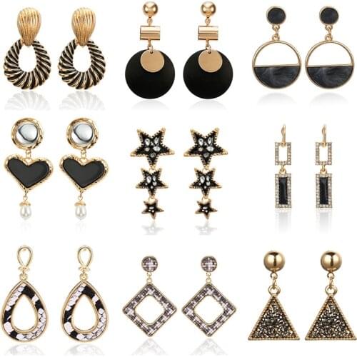 Luxury Designer Earrings For Women Statement 2020 Geometric Heart Earrings Gold Color Drop Earrings Fashion Jewelry