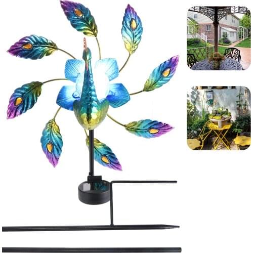 Peacock Solar Windmill Light Spot Light Garden Path Landscape Lights Outdoor Decorative Windmill Waterproof Night Light