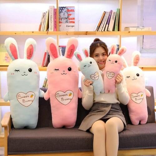 50cm/80cm/100cm Super Soft Rabbit Plush Pillow Sweet Cartoon Animal Bunny Stuffed Doll Sofa Comfortable Cushion Birthday Gifts