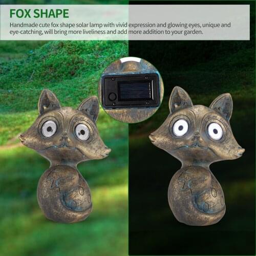 LED Solar Light Antique Fox Light Garden Pathway Decorative Lamp Waterproof Outdoor Night Light Lovely Fox Resin Light Ornament