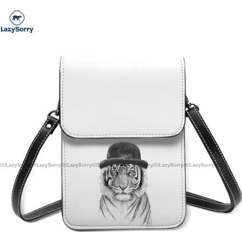 Tiger Shoulder Bag Outdoor Student Mobile Phone Bag Fashion Aesthetic Leather Bags