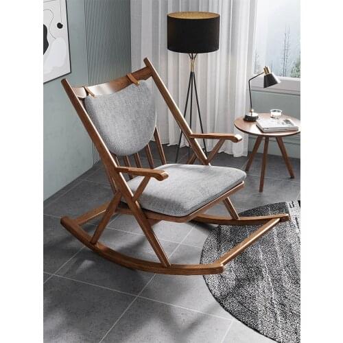 TT Nordic Solid Wood Rocking Chair Lazy Sofa Leisure Home Leisure Chair Nap Living Room Balcony