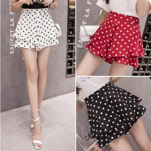 Polka Dot Shorts Female Summer 2021 New High Waist Wide Leg Culottes Female Loose Short Casual Skirt Pants