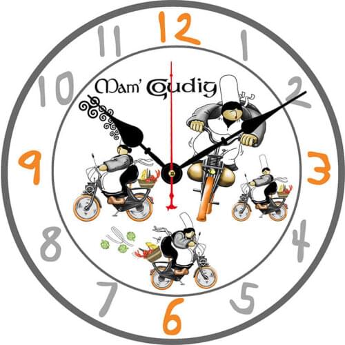 WONZOM 6inch Bicycle Chefs Round Wall Wooden Cardboard Clock,Modern Wall Clock for Home Decor,Silent & Non-Ticking Feature Clock