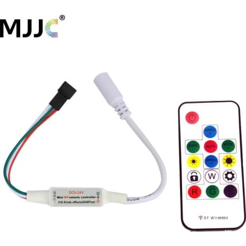 WS2811 WS2812 WS2812B Controller RF Mini LED Pixel Controller with Remote for 5V 12V 24V LED Pixel Strip Light