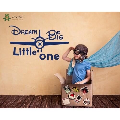 YOYOYU Wall Decal Dream Big Little One Quotes Vinyl Wall Stickers For Kids Rooms Plane Pattern Boys Bedroom Art Decor MuralSY818