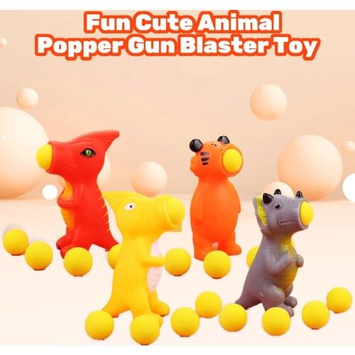 Fun Cute Animal Popper Gun Blaster Toy Shooting Game with 5 Foam Balls for Kids Boys Girls Gift Indoor Outdoor Play