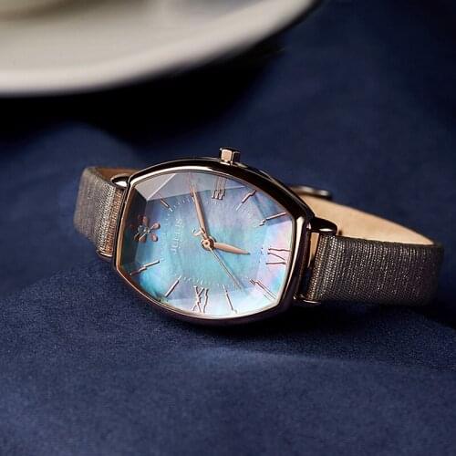 New Julius Lady Womens Watch 5 Colors Elegant Shell Star Cut Fashion Hours Dress Bracelet Leather Girl Birthday Gift No Box