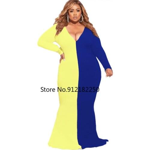 Long Sleeve Maxi Dress African Dresses for Women 2021 Summer African Clothes Dashiki Sexy Patchwork Bodycon Robe Africaine Femme