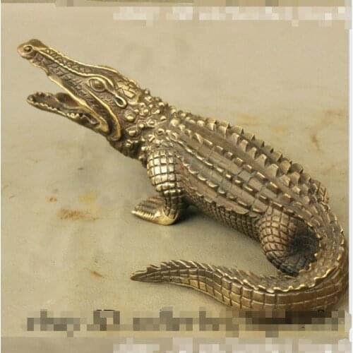 Zhmui88006263++10" FengShui Chinese Bronze Animals Winning Victory Crocodile Alligator Statue