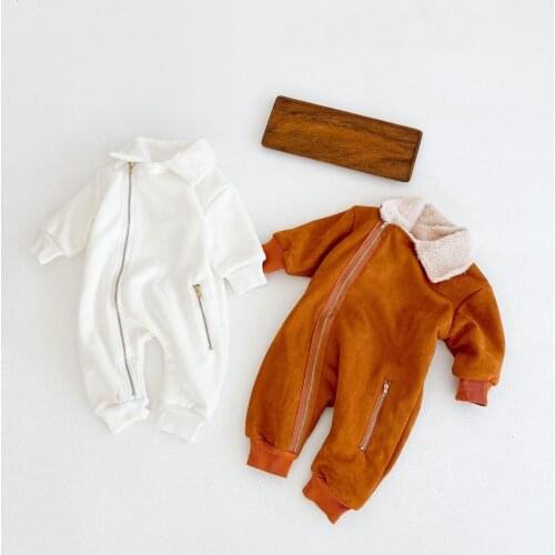 2021 Winter Velvet Warm Baby Romper Outside New Born Baby Jumpsuit Fashion Toddler Long Sleeve Onesie Girl Climb Clothes