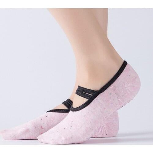 1 Pair Cotton Women Yoga Socks Non-Slip Breathable Halter Straps Boat Socks Ballet Dance Socks Pilates Socks Sports Slippers