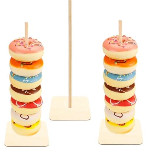 1PCS Wood Donut Stand Doughnut Holder Bar Dessert Display Holder Rack for Dessert Party Birthday Baby Shower