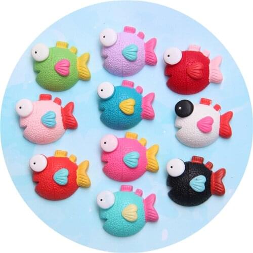 10pcs Resin Cartoon Accessories Open Bubble Fish DIY Refrigerator Sticker Mobile Shell Brooch Jewelry Accessories Factory Direct