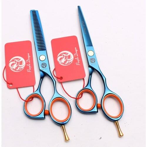 5.5" 16cm Stainless Purple Dragon Blue Thinning Scissors Cutting Shears Barber Shop Professional Hairdressing Scissors Set Z1014