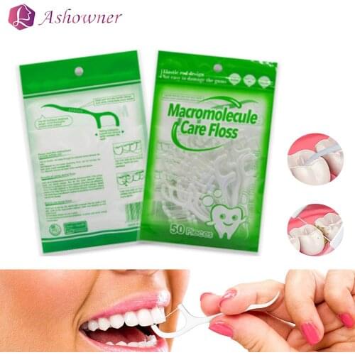 50pcs/lot Dental Floss Oral Care Teeth Stick Interdental Brushes Tooth Clean Toothpick Tool ABS Dental Flosser Hygiene Sticks