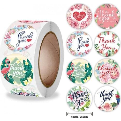 500pcs Flowers Thank You Labels for Small Business, Handmade Goods, Greeting Cards, Flower Bouquets,Greeting Cards, Gift Wraps